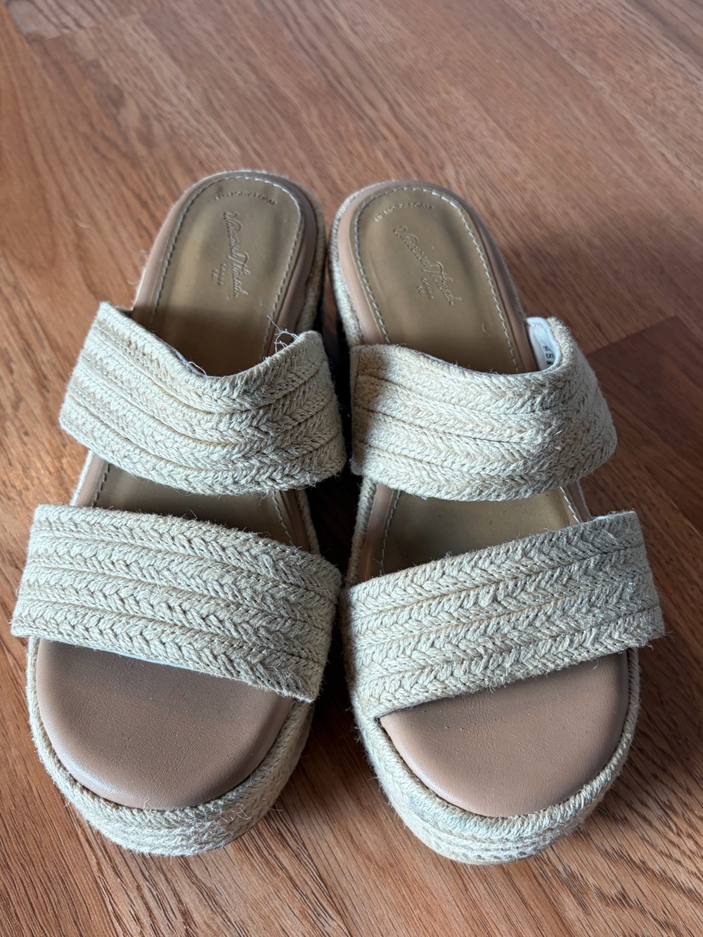 Universal Thread Boho Cream Braided Double-Strap Slide Wedge Clog